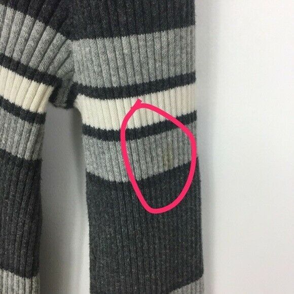 VTG Grunge Gray Striped Knit Mock Neck Sweater M - Picture 6 of 8